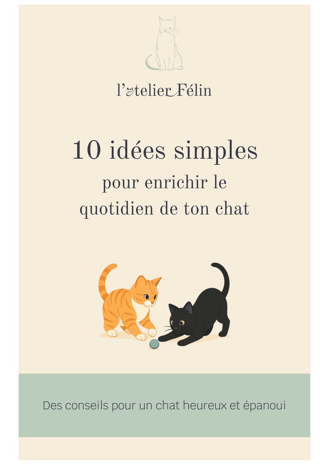 Couverture e-book : 10 idées simples pour enrichir le quotidien de ton chat